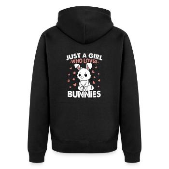 Nur ein Mädchen, das Hasen liebt - Unisex Premium Bio Zip Hoodie - Schwarz - Hinten - Nico (187cm)