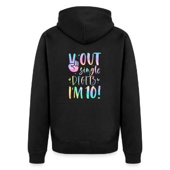 Frieden im einstelligen Bereich, ich bin 10 Jahre alt, 10. - Unisex Premium Bio Zip Hoodie - Schwarz - Hinten - Nico (187cm)
