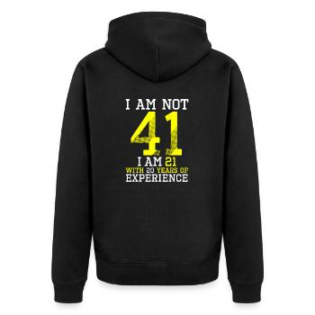 41. Geburtstag Mann Frau 41 Jahre alt Geschenk - Unisex Premium Bio Zip Hoodie - Schwarz - Hinten - Nico (187cm)