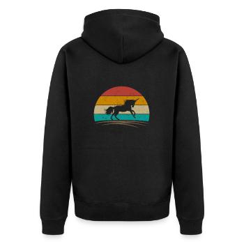 Vintage Unicorn Retro Distressed Unicorn Lover - Unisex Premium Organic Zip Hoodie - black - Back - Nico (187cm)