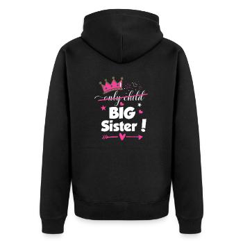Only Child to Big Sister 2023 Sibling New Baby - Unisex Premium Organic Zip Hoodie - black - Back - Nico (187cm)