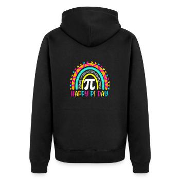 Regenbogen Happy Pi Tag Mathelehrer Jungen Mädchen - Unisex Premium Bio Zip Hoodie - Schwarz - Hinten - Nico (187cm)