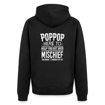 Poppop Mischief Design für Herren von Enkelkindern - Unisex Premium Bio Zip Hoodie - Schwarz - Hinten - Nico (187cm)
