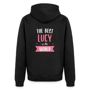 The Best Lucy In The World Name - Unisex Premium Organic Zip Hoodie - black - Back - Nico (187cm)