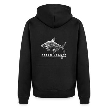 Bream Magnet Funny Fishing Joke - Coarse & Carp - Unisex Premium Organic Zip Hoodie - black - Back - Nico (187cm)