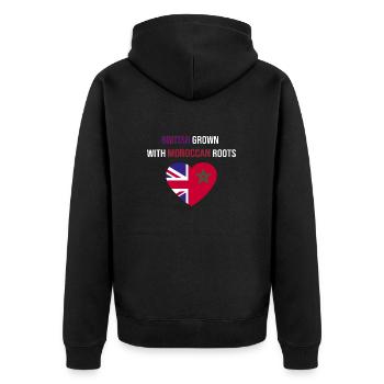 Cultivé en Grande-Bretagne avec des racines marocaines - Veste à capuche bio Premium Unisexe - noir - Dos - Nico (187cm)