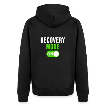 Recovery Mode On Funny Injury Tee - Unisex Premium Organic Zip Hoodie - black - Back - Nico (187cm)