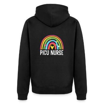 Infirmière à l’USIP Soins infirmiers arc-en-ciel Pédiatrique intensif - Veste à capuche bio Premium Unisexe - noir - Dos - Nico (187cm)