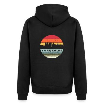 Retro Vintage Matching Yorkshire - Unisex Premium Bio Zip Hoodie - Schwarz - Hinten - Nico (187cm)