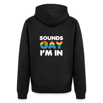 Klingt schwul, ich bin dabei | LGBT-Pride-Geschenk - Unisex Premium Bio Zip Hoodie - Schwarz - Hinten - Nico (187cm)