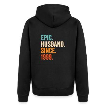 Epischer Ehemann seit 1999 | 24. Hochzeitstag - Unisex Premium Bio Zip Hoodie - Schwarz - Hinten - Nico (187cm)
