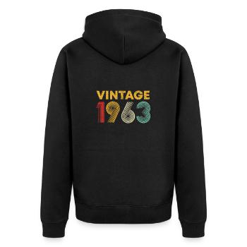 Geschenk zum 60. Geburtstag Jahrgang 1963 Männer Frauen 60 Jahre - Unisex Premium Bio Zip Hoodie - Schwarz - Hinten - Nico (187cm)