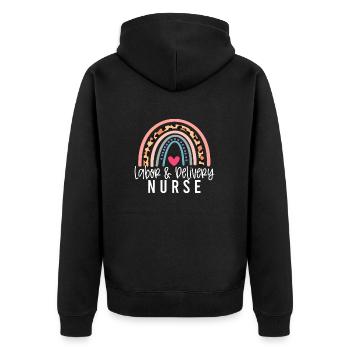 Infirmière du travail et de l’accouchement de Rainbow Leopard - Veste à capuche bio Premium Unisexe - noir - Dos - Nico (187cm)