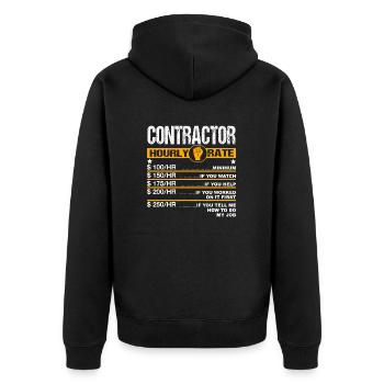 Mens Funny Contractor Tarif horaire Bricoleur Main-d’œuvre - Veste à capuche bio Premium Unisexe - noir - Dos - Nico (187cm)