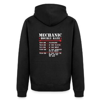 Mechaniker Stundensatz Lustiges Auto Motorrad Arbeit - Unisex Premium Bio Zip Hoodie - Schwarz - Hinten - Nico (187cm)