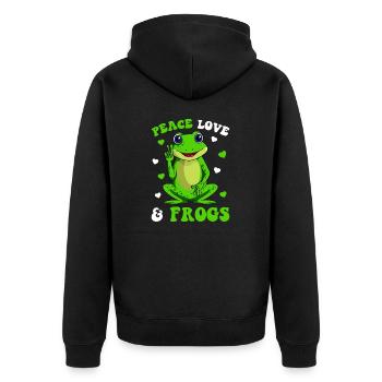 Frieden Liebe Frösche Liebhaber Frosch Kinder Mädchen Frauen - Unisex Premium Bio Zip Hoodie - Schwarz - Hinten - Nico (187cm)
