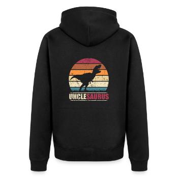 Unclesaurus Rex Dinosaurier T Rex Dino Dinosaurus - Unisex Premium Bio Zip Hoodie - Schwarz - Hinten - Nico (187cm)