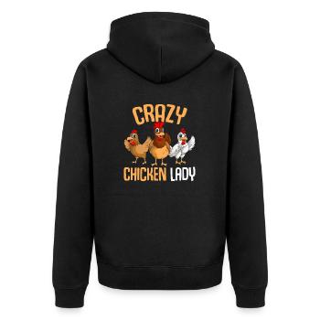 Crazy Chicken Lady Women Chicken - Unisex Premium Organic Zip Hoodie - black - Back - Nico (187cm)