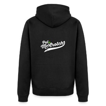Pat McCrotch Funny Irish Name | St Patricks Day - Unisex Premium Organic Zip Hoodie - black - Back - Nico (187cm)