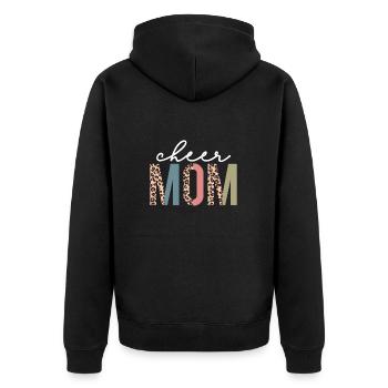 Cheer Mom Leopard Cheerleader Bleached Mothers Day - Unisex Premium Organic Zip Hoodie - black - Back - Nico (187cm)