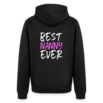 Beste Nanny aller Zeiten Familie Lustig - Unisex Premium Bio Zip Hoodie - Schwarz - Hinten - Nico (187cm)
