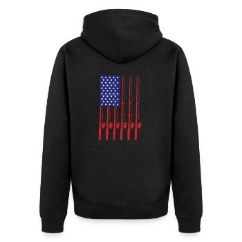 Fathers Day Fishing flag Fishing - Unisex Premium Organic Zip Hoodie - black - Back - Nico (187cm)
