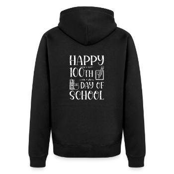 100th Day of School Teachers Kids Child - Unisex Premium Organic Zip Hoodie - black - Back - Nico (187cm)