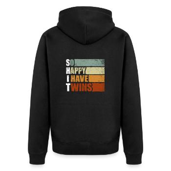 So Happy I Have Twins - Funny Parent - Unisex Premium Organic Zip Hoodie - black - Back - Nico (187cm)