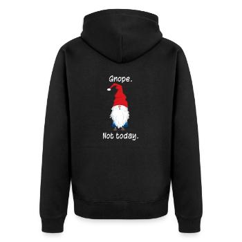 Lustiges Zwerg-T-Shirt, Gnope, nicht heute - Unisex Premium Bio Zip Hoodie - Schwarz - Hinten - Nico (187cm)