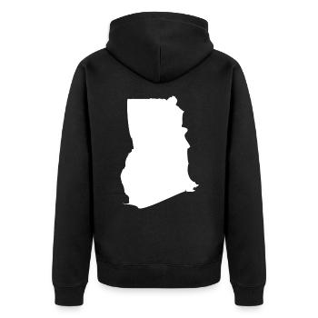 Ghana Landkarte Flagge - Unisex Premium Bio Zip Hoodie - Schwarz - Hinten - Nico (187cm)