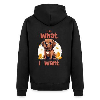 I do what I want - dog - Unisex Premium Organic Zip Hoodie - black - Back - Nico (187cm)