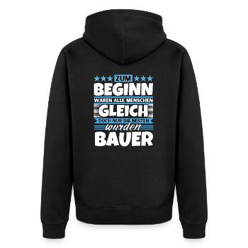 Zum Beginn gleich die besten wurden Bauer - Unisex Premium Bio Zip Hoodie - Schwarz - Hinten - Nico (187cm)