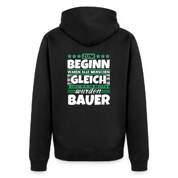 Zum Beginn gleich die besten wurden Bauer - Unisex Premium Bio Zip Hoodie - Schwarz - Hinten - Nico (187cm)