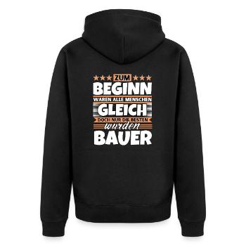 Zum Beginn gleich die besten wurden Bauer - Unisex Premium Bio Zip Hoodie - Schwarz - Hinten - Nico (187cm)