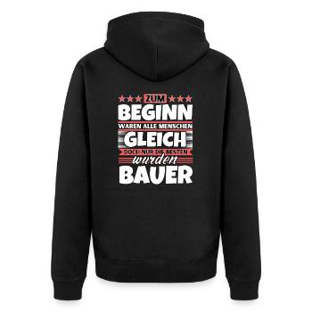 Zum Beginn gleich die besten wurden Bauer - Unisex Premium Bio Zip Hoodie - Schwarz - Hinten - Nico (187cm)