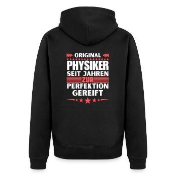 Physicists matured to perfection - Unisex Premium Organic Zip Hoodie - black - Back - Nico (187cm)