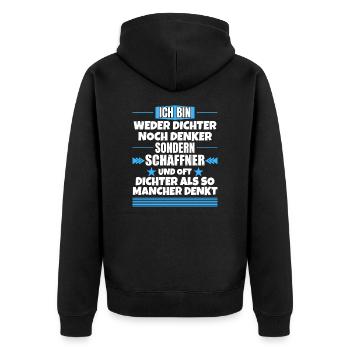 Neither poet nor thinker, but conductor - Unisex Premium Organic Zip Hoodie - black - Back - Nico (187cm)