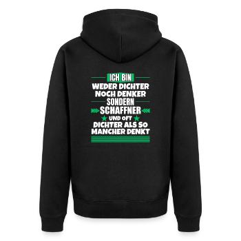 Neither poet nor thinker, but conductor - Unisex Premium Organic Zip Hoodie - black - Back - Nico (187cm)