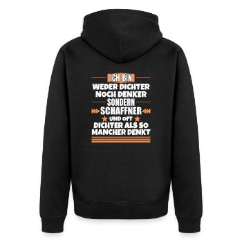 Ni poète ni penseur, mais chef d'orchestre - Veste à capuche bio Premium Unisexe - noir - Dos - Nico (187cm)