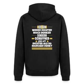 Neither poet nor thinker, but conductor - Unisex Premium Organic Zip Hoodie - black - Back - Nico (187cm)