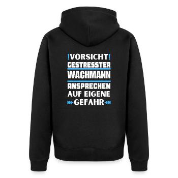 Don't talk to stressed security guard! - Unisex Premium Organic Zip Hoodie - black - Back - Nico (187cm)