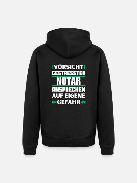 Gestresster Notar nicht ansprechen! - Unisex Premium Bio Zip Hoodie - Schwarz