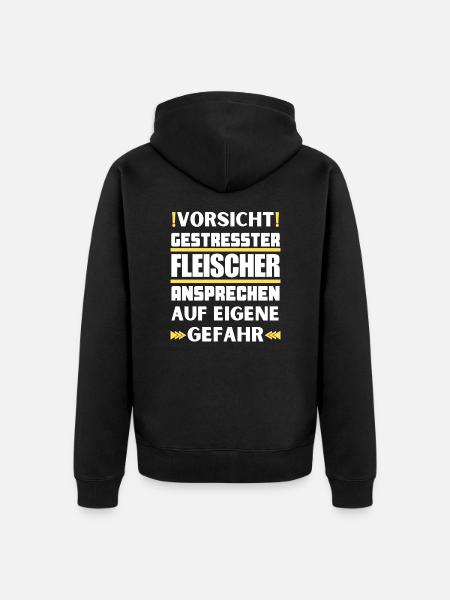 Gestresster Fleischer nicht ansprechen! - Unisex Premium Bio Zip Hoodie - Schwarz