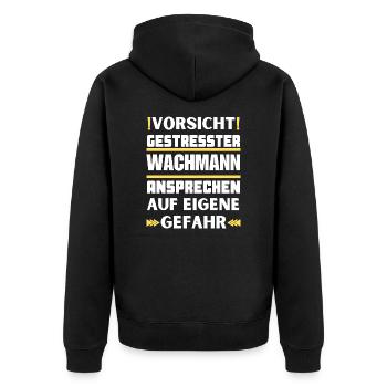 Don't talk to stressed security guard! - Unisex Premium Organic Zip Hoodie - black - Back - Nico (187cm)