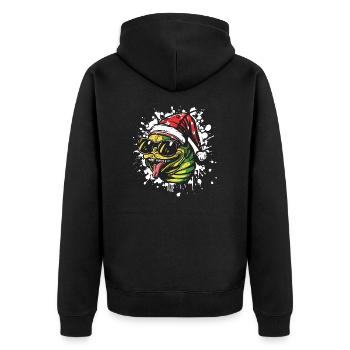 Wurm Weihnachten Lustig - Unisex Premium Bio Zip Hoodie - Schwarz - Hinten - Nico (187cm)