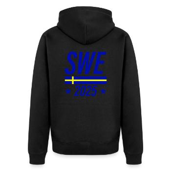 Sweden 2025 Team - Unisex Premium Organic Zip Hoodie - black - Back - Nico (187cm)