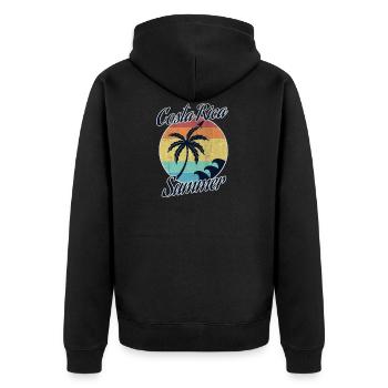 Costa Rica - Unisex Premium Bio Zip Hoodie - Schwarz - Hinten - Nico (187cm)