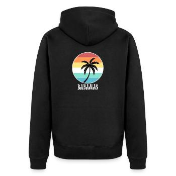 Bahamas - Unisex Premium Bio Zip Hoodie - Schwarz - Hinten - Nico (187cm)