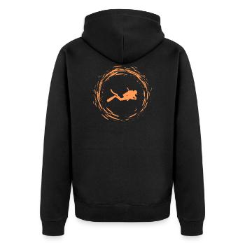 Diver - Unisex Premium Organic Zip Hoodie - black - Back - Nico (187cm)