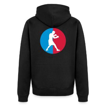 Boxen - Boxer - Unisex Premium Bio Zip Hoodie - Schwarz - Hinten - Nico (187cm)
